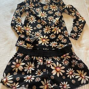 Floral Long Sleeve Top and short swimsuit